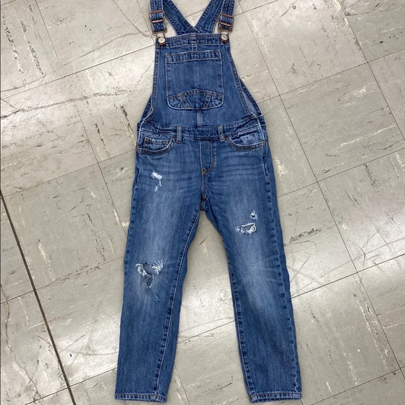 Gap Kids Denim Jean Overalls Distressed Girls Size Small Gap for Good - Picture 1 of 6